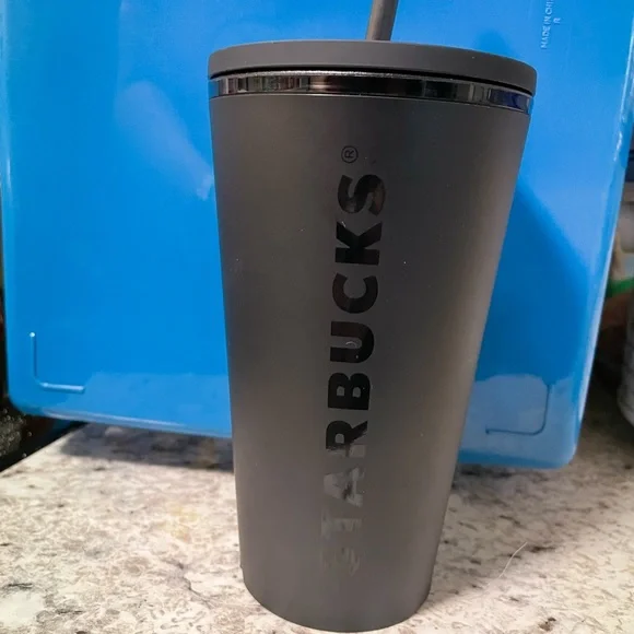 Grande matte black Starbucks cup